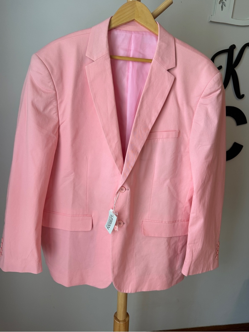 Men’s Cotton Blend Pink Blazer NEW Size 48 Wedding Party Formal Single Breasted